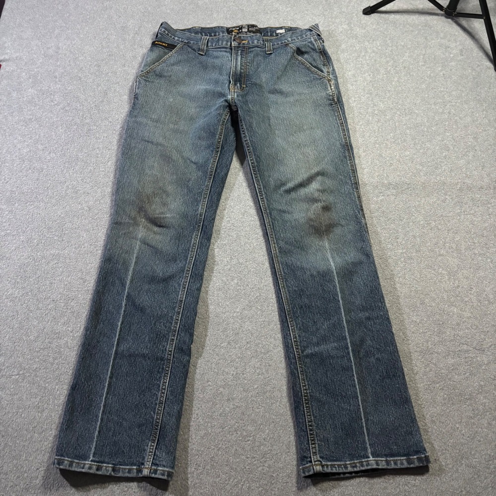 Ariat Rebar M4 Relaxed Boot Mens 34x33 Blue Workwear Durable Denim Jeans